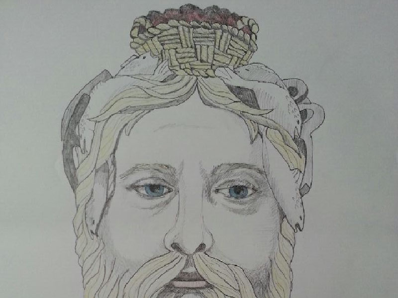 Newcastle Old and New - River God Tyne Drawing